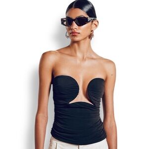 PIXIE MARKET Dominique Wire Bustier Top Black Strapless Blouse
